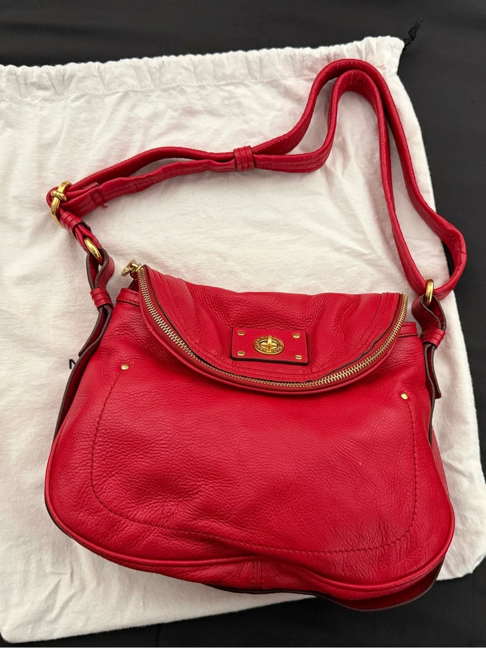 Marc Jacobs Rosey Red Leather Crossbody Shoulder Bag - Gold Hardware With Tags